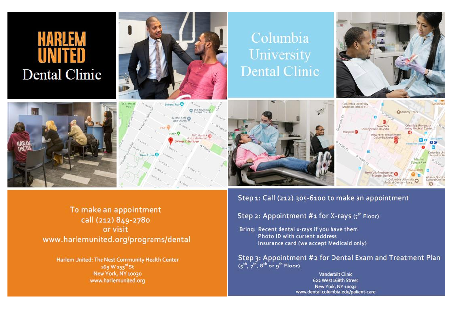 Contact information for Harlem United Dental Clinic and Columbia University Dental Clinic